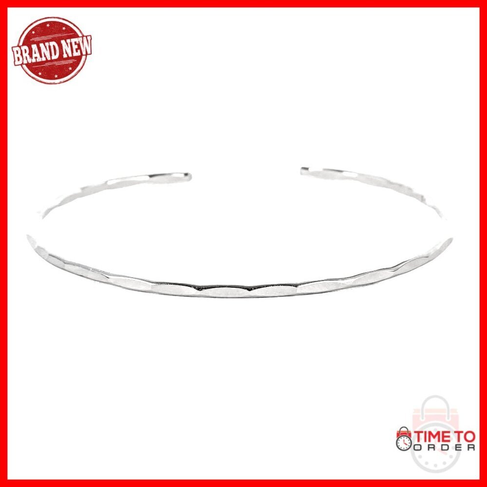 Thin Hammered Sterling Silver Cuff Bracelet, Small Size 6" Wrist
